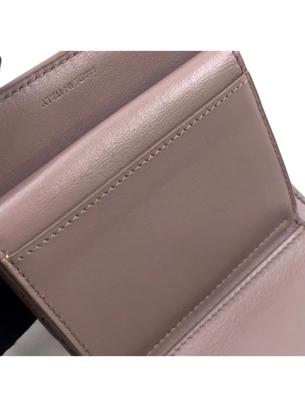 Celine Strap Wallet Leather Gray Bifold Gold